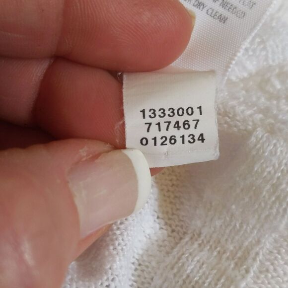 J. Jill white thin knit v-neck sweater, linen & cotton blend, ribbed M - Picture 7 of 9